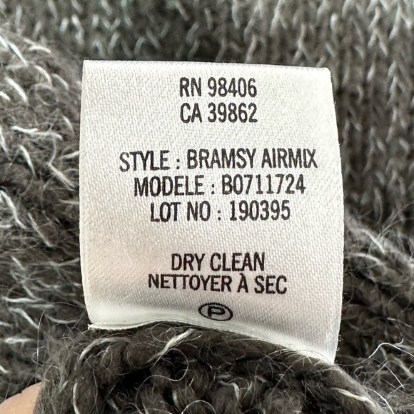 Theory Bramsy Airmix Wool Mohair Cable Knit Braided Sweater Melange Grey - small - Picture 7 of 7